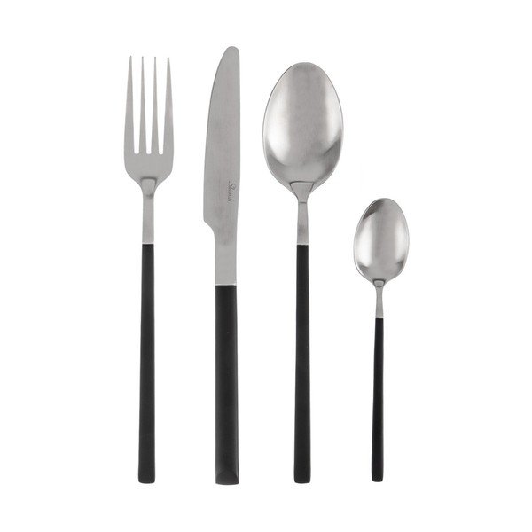 Posate nere/argentate in acciaio inox 24 pz Skandi – Orion
