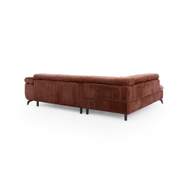 Divano angolare color terracotta (con penisola a sinistra/a L) con rivestimento in velluto a coste Marbeya  – Ropez-image-3