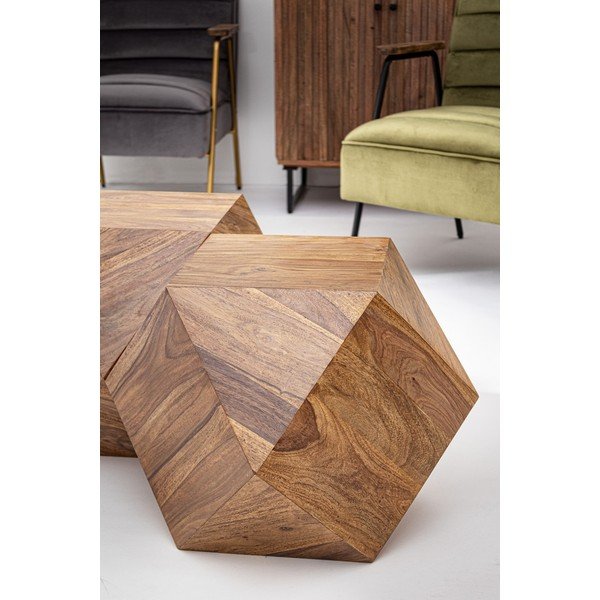 Tavolino da salotto colore naturale scuro in legno sheesham massiccio 42x42 cm Egypt – Bizzotto-image-1