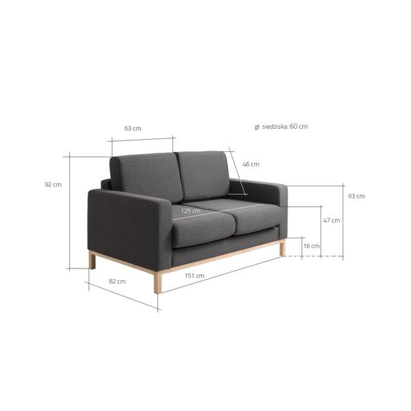 Divano a due posti grigio antracite Custom Form Scandic - CustomForm-image-2