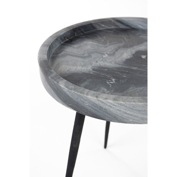 Tavolino rotondo con piano in marmo ø 33 cm Karrara – White Label-image-3