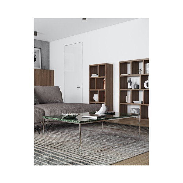 Tavolino con base cromata e piano in marmo verde Prairie, 75 x 120 cm Gleam - TemaHome-image-3