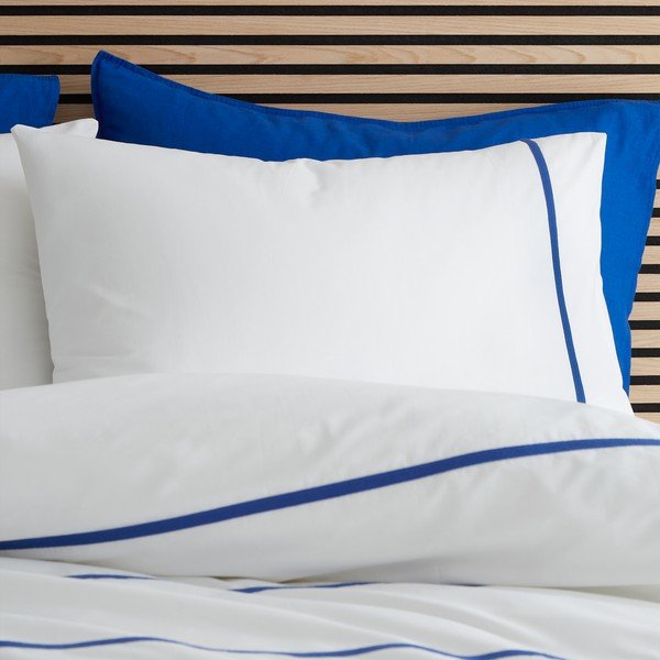Biancheria da letto singola in cotone blu e bianco 135x200 cm Herringbone Trim Stripe - Content by Terence Conran-image-2