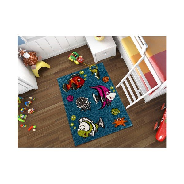 Tappeto blu per bambini Pesce, 120 x 170 cm - Universal-image-1