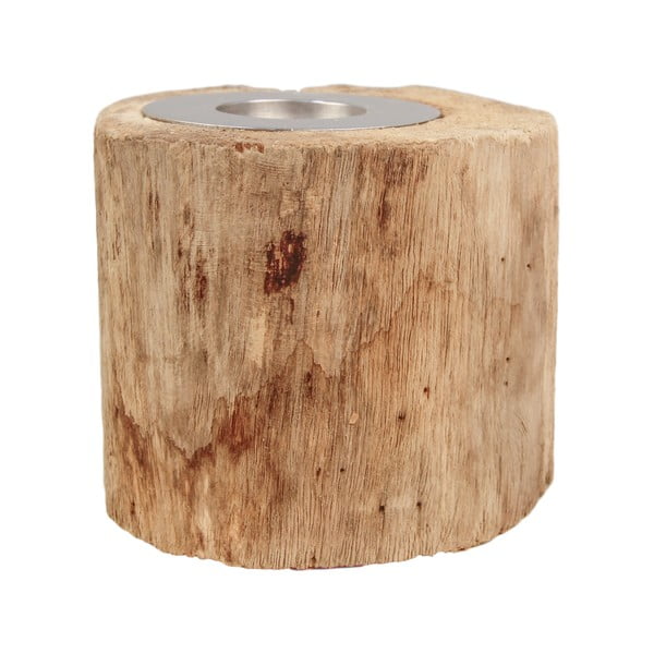 Candeliere antico in legno di teak non trattato, altezza 10 cm - HSM collection-image-2