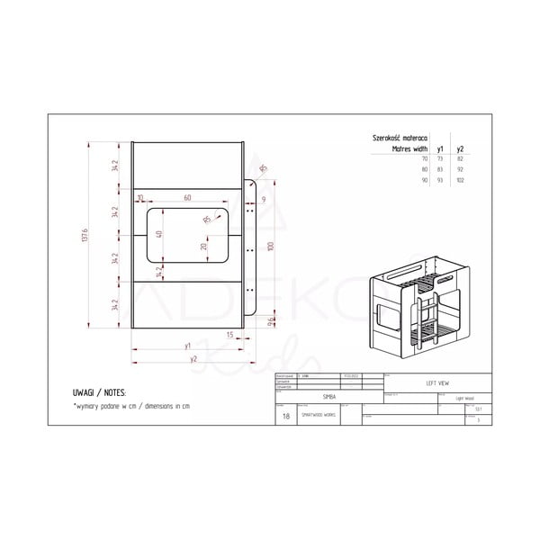 Letto a castello per bambini 70x140 cm Simba - Adeko-image-4