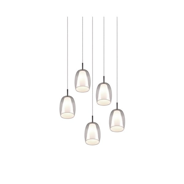 Apparecchio a sospensione con paralume in vetro ø 48 cm in argento Barret - Trio Select-image-2