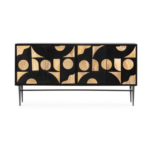 Cassettiera nera in mango massiccio 175x90x40 cm Navya – MOME