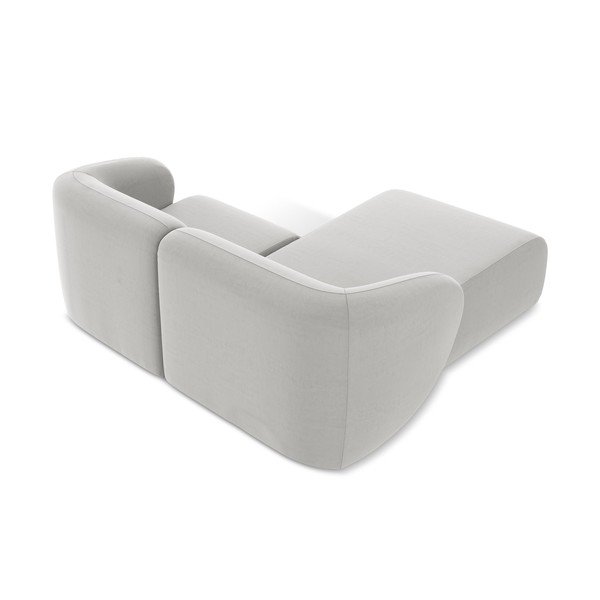 Divano angolare grigio chiaro (con penisola a sinistra/con chaise lounge) con rivestimento in velluto Lani – Makamii-image-3