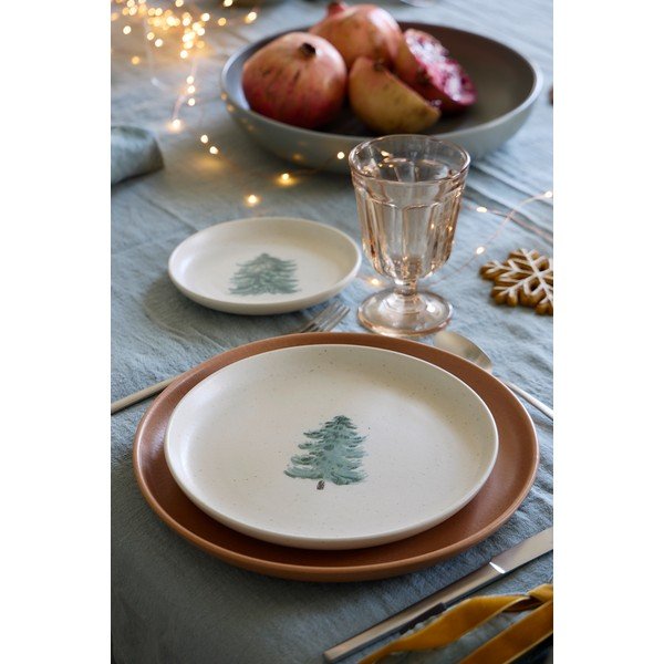 Set di piatti da dolce color crema in gres a tema natalizio 4 pz ø 22 cm Pacifica Christmas Tree – Casafina-image-3