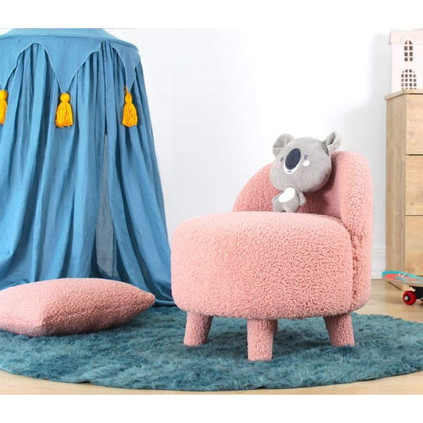 Poltrona per bambini rosa chiaro in tessuto bouclé Moouv - Artie-image-1