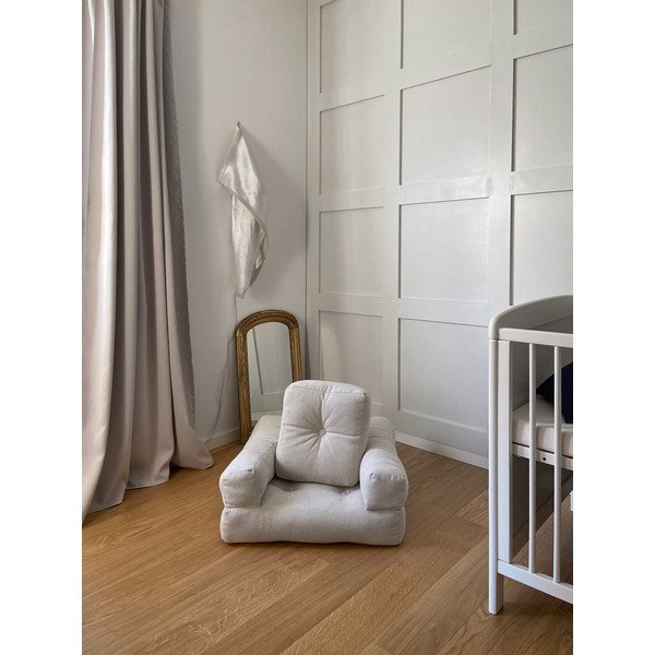 Poltrona pieghevole per bambini con sgabello Creamy Mini Cube - Karup Design-image-1