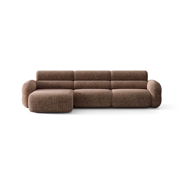 Divano angolare marrone (con penisola a sinistra/con chaise lounge) con rivestimento in ciniglia Neo – Micadoni -image-1