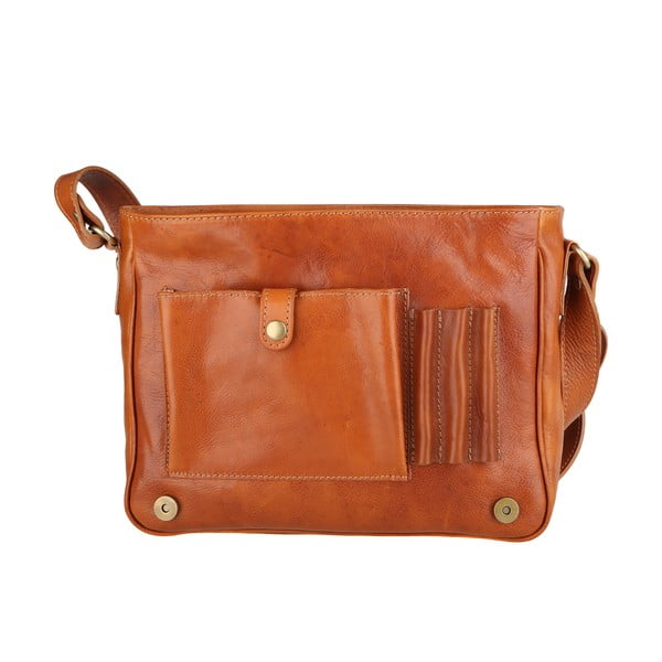 Borsa a tracolla in pelle marrone cognac Norma - Chicca Borse-image-4