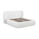 Letto matrimoniale imbottito bianco con contenitore con griglia 180x200 cm Hauke - Makamii