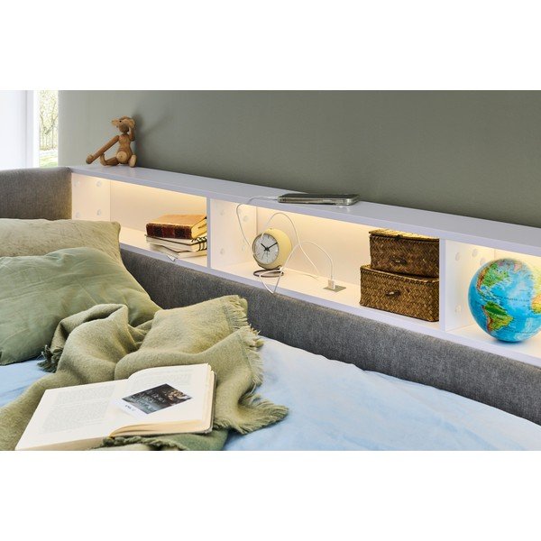 Letto da bambini con sponde grigio con contenitore rete non inclusa 90x200 cm Uno – Meise Möbel-image-1