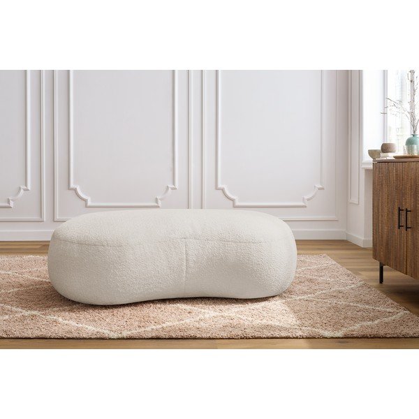 Pouf in tessuto bouclé bianco Saint-Germain - Bobochic Paris-image-1