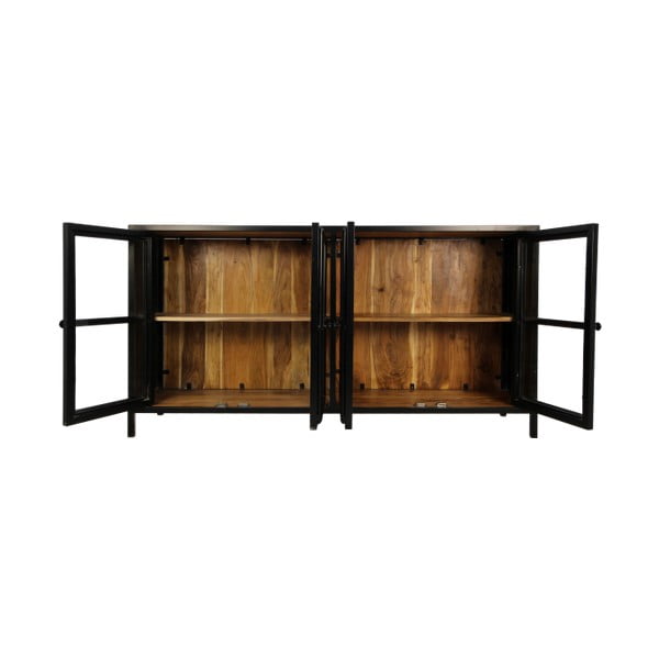 Vetrina in legno massiccio di acacia nera 170x90 cm Kingston - HSM collection-image-4