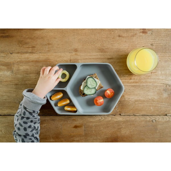 Piatto per bambini grigio in silicone 16x25 cm – Kindsgut-image-3