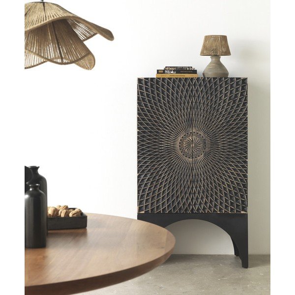 Mobile in legno di mango nero 80x140 cm Mango - Geese-image-1