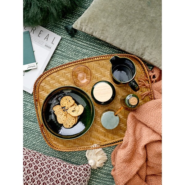 Vaso in gres verde con cucchiaio Pixie - Bloomingville-image-1