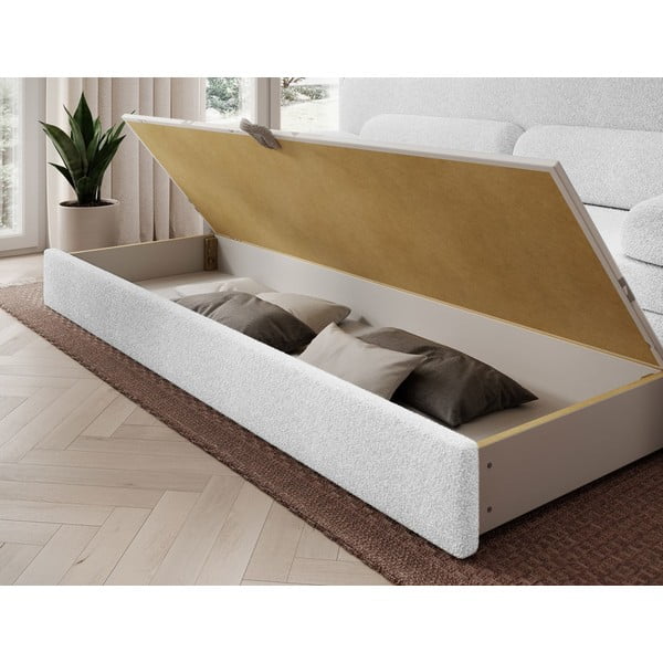 Divano bianco allungabile/con contenitore e rivestimento in bouclé 236 cm Elioss – ELTAP-image-4