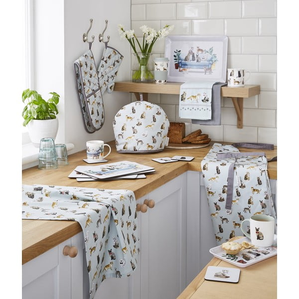 Set di strofinacci con grembiule e guanto da forno Curious Cats - Cooksmart ®-image-1