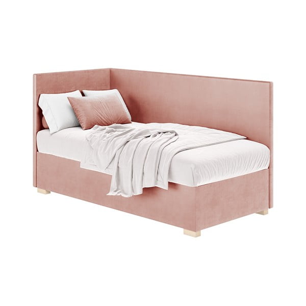 Letto da bambini con sponde rosa con contenitore con materasso incluso 90x200 cm Flexi – Ghado-image-3