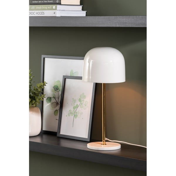 Lampada da tavolo bianca con paralume in metallo (altezza 50 cm) Manta - Leitmotiv-image-1