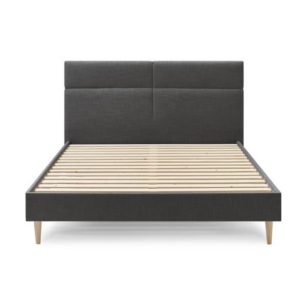 Letto matrimoniale imbottito nero con griglia 180x200 cm Elyna - Bobochic Paris-image-1