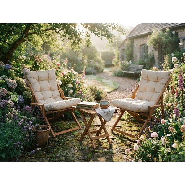 Set da giardino in legno di faggio in colore crema-naturale per 2 persone - Floriane Garden-image-4