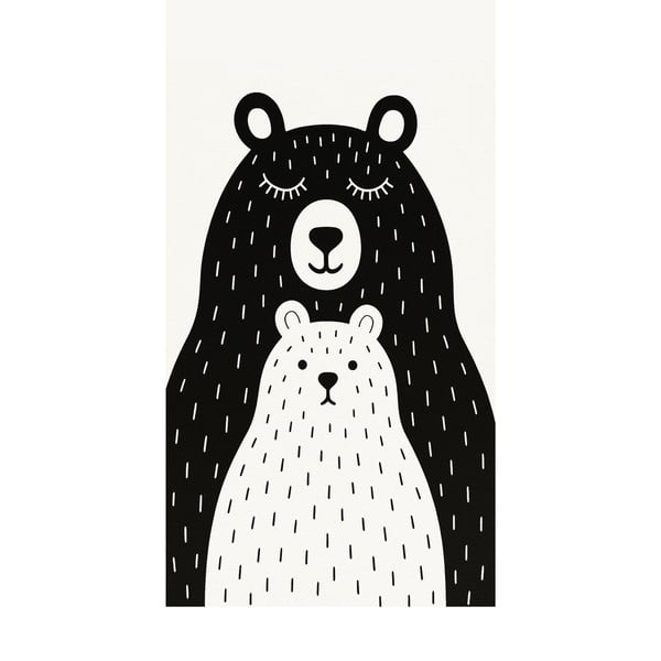 Tappeto per bambini bianco e nero lavabile 100x160 cm Bear Family v2 – Vitaus