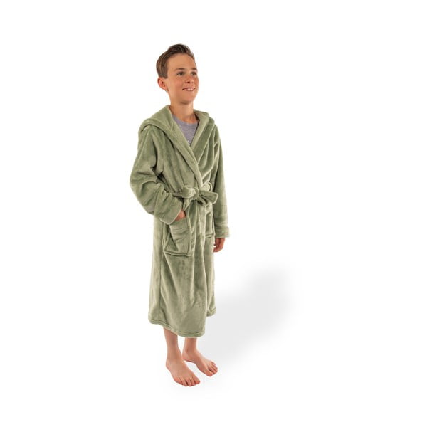 Accappatoio per bambini verde in micropile 122-128 Delux – Tiseco Home Studio-image-3