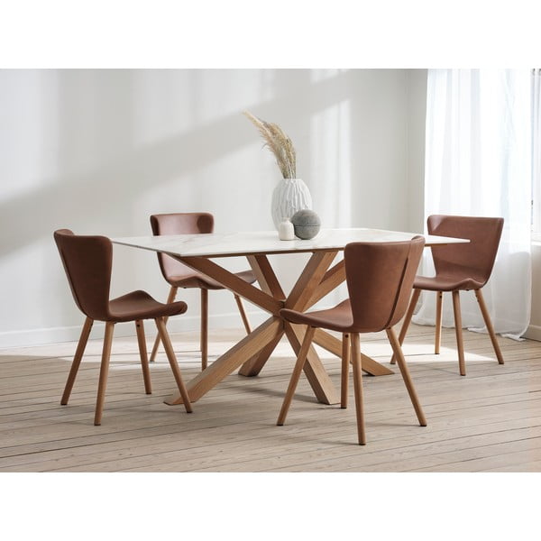 Sedie da pranzo in set marroni in metallo 2 pz Teslin – Unique Furniture-image-2