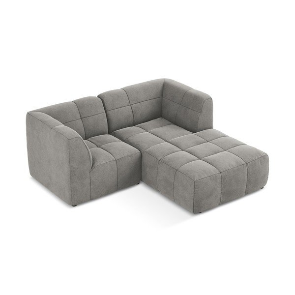 Divano angolare grigio (con penisola a destra/con chaise lounge) con rivestimento in velluto Aloha – Makamii-image-3