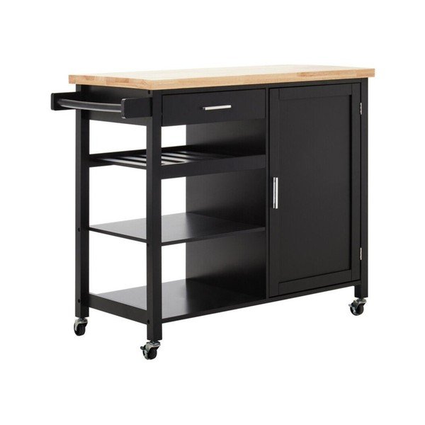 Isola da cucina in legno di cauciù massiccio su ruote 48x105 cm Frankfurt – Premier Housewares