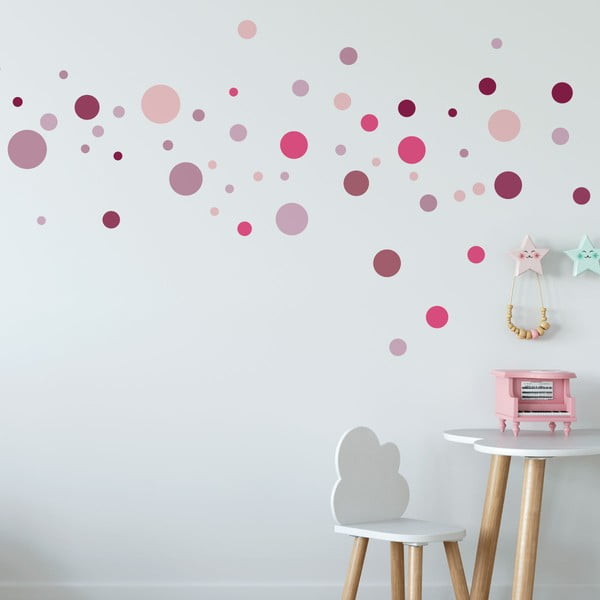 Set di 100 adesivi murali rosa Adesivi rotondi - Ambiance-image-4