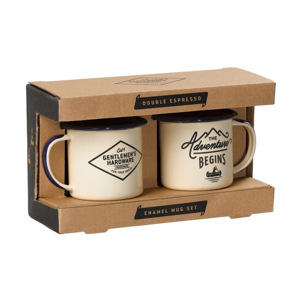 Tazze in set beige in metallo 2 pz 150 ml – Gentlemen's Hardware-image-1