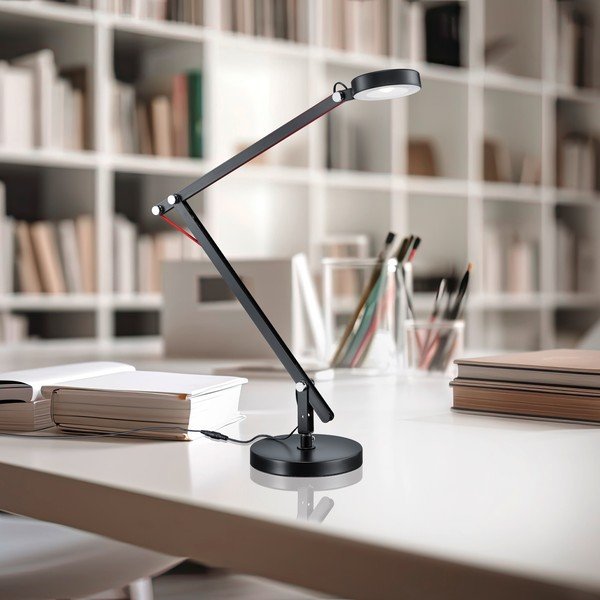 Lampada da tavolo LED nera con struttura flessibile (altezza totale 90 cm) Amsterdam – Trio-image-3