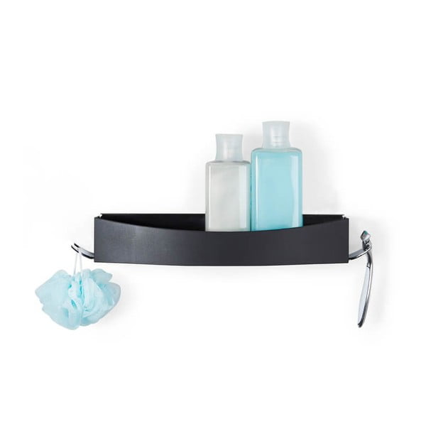 Mensola a muro nera autobloccante per doccia Clever Flip - Compactor-image-4
