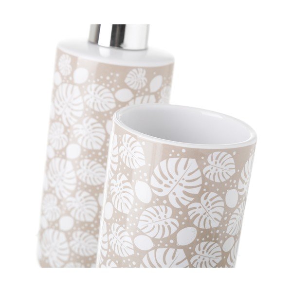 Set di dispenser per sapone e supporto Unimasa Monstera Beige - Casa Selección-image-2