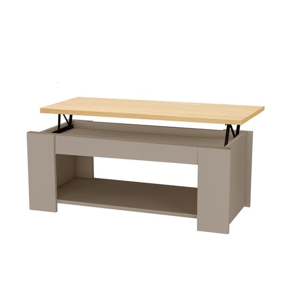 Tavolino con piano in rovere decorato in colore grigio-naturale 105x47 cm Emerald - Støraa-image-2