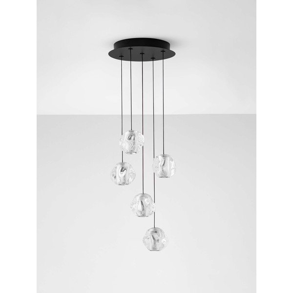 Lampadario LED nero opaco in metallo con paralume in vetro acrilico con intensità regolabile ø 30 cm Ifos – Nova Luce-image-4