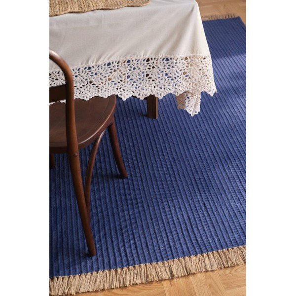 Tappeto blu in misto cotone tessuto a mano 200x300 cm Channa – Jotex-image-1