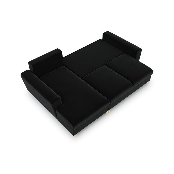 Divano angolare nero allungabile e con contenitore (con penisola a sinistra/con chaise lounge) con rivestimento in velluto Kyoto – Cosmopolitan Design-image-2