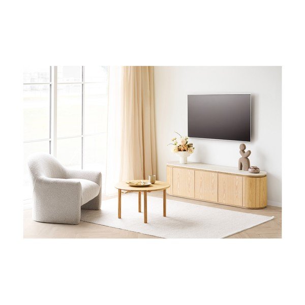 Mobile TV color crema/di colore naturale con piano in pietra 160x45x40 cm Larvik – House Nordic-image-3