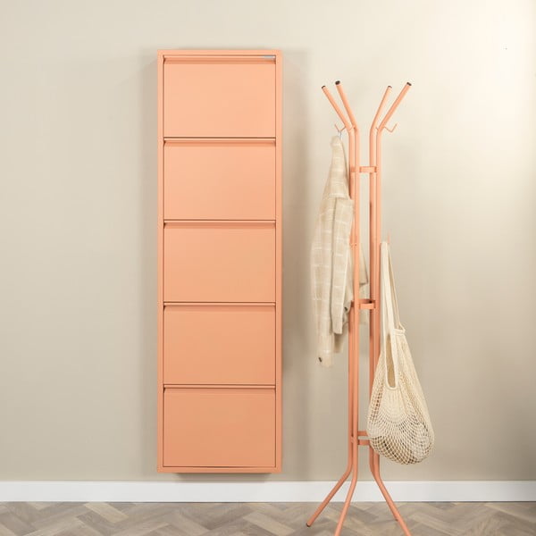 Scarpiera color salmone in metallo con ante ribaltabili 50x169x15 cm Billy – Spinder Design-image-1