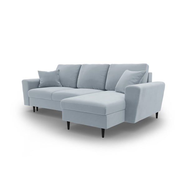 Divano angolare azzurro allungabile e con contenitore con rivestimento in velluto Kyoto – Cosmopolitan Design-image-4