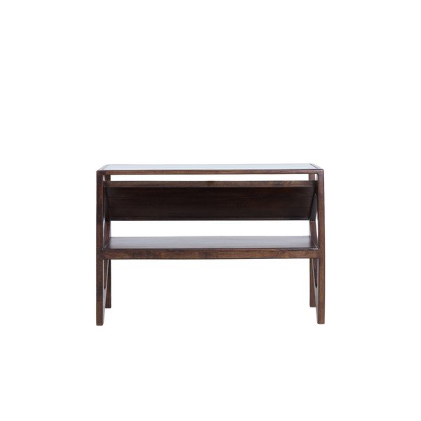 Tavolo consolle colore naturale scuro con piano in vetro 41x119 cm Yuki – Light & Living-image-4