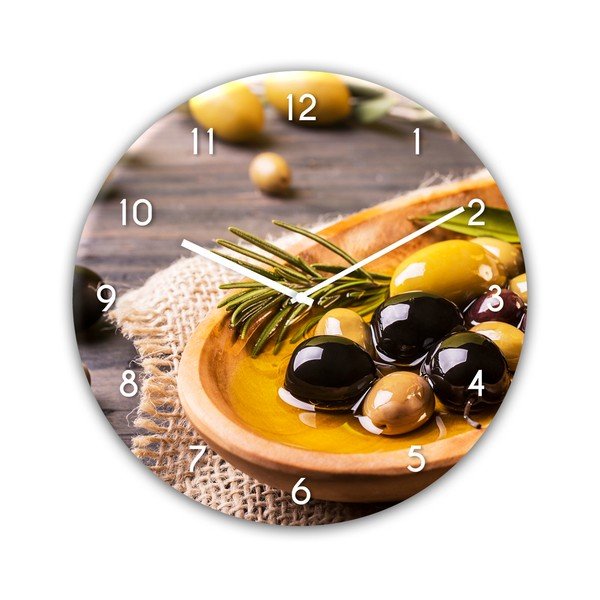 Orologio da parete in vetro Oro, ø 30 cm Gold Olives - Styler